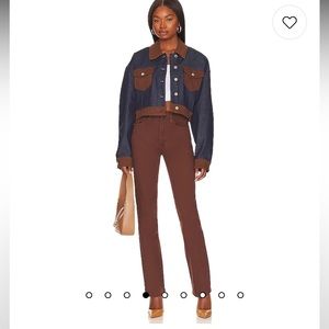 Revolve WeWoreWhat Coated Icon Stretch Twill Denim Jean Brown Cacao